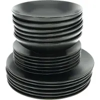 Vibe Ruokailuastiasto Black, 18 osaa.
