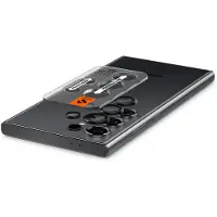 Spigen Optik Pro EZ Fit, Samsung, Galaxy S24 Ultra, Pölynkestävä, Naarmuuntumisenkestävä, musta, Läpinäkyvä, 2 kpl