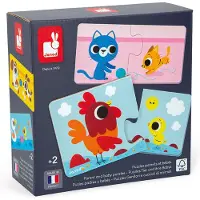 Janod - Puzzle - Parent And Baby Animals - Navy - ONE SIZE