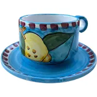 Piccola Home Sorrento Limone Teekuppi Pikkulautasella - Teekupit Keramiikka Multi - TZT-SL-TC