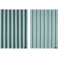 Mette Ditmer Stripes Tea Towel, 2-Pack - Green - W50X L70CM