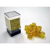 Poromagia Chessex Dice Set 12xD6 16mm, Translucent Yellow with White Pips