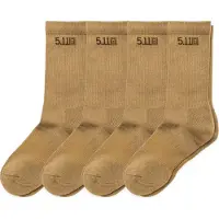 5.11 Tactical Duty Ready Basic Crew Socks (4-Pack) (Color: US Dark Coyote, Size: Large (44+))