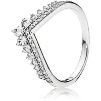 Pandora Tiara Wishbone Silver Ring With Clear Cubic Zirconia - Silver - 54