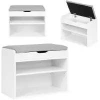 Modernhome Shoe Cabinet with Opening Seat 2 Shelves White ModernHome