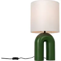 QAZQA Design-pöytävalaisin vihreä valkoisella pellavavarjostimella - Lotti