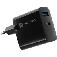 Natec Ribera GaN USB-A &amp; USB-C Laturi - 65W - Musta