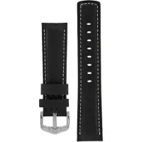 Hirsch Carbon musta nahkaranneke 025 92 0 50 24mm