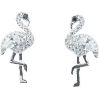 Silver Bar Mustasilmä flamingo pave tappikorvakorut 18 mm 8418