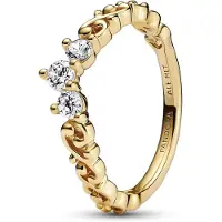Pandora Regal Tiara 14K Gold-Plated Ring With Clear Cubic Zirconia - Gold - 54