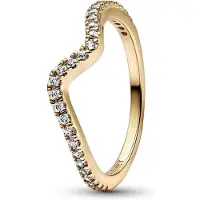 Pandora Wave 14K Gold-Plated Ring With Clear Cubic Zirconia - Gold - 58
