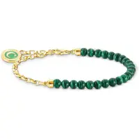 Thomas Sabo Charm Club Charmista green beads yellow-gold plated rannekoru 17 cm A2130-140-6-L17v