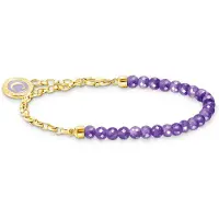 Thomas Sabo Charm Club Charmista violet beads yellow-gold plated rannekoru 17 cm A2130-427-13-L17v