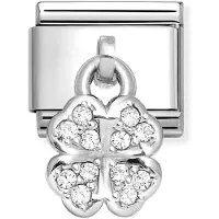 Nomination Classic Silvershine white four-cleaf clover 331800/31