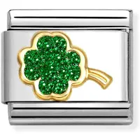 Nomination Classic gold green four-cleaf clover 030220/18