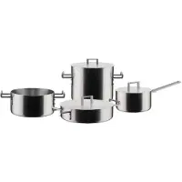 Alessi Set Of Saucepan, Saucepan With Two Handles, Low Saucepan With Two Handles , Saucepan , 3 Lids - Silver - ONE SIZE