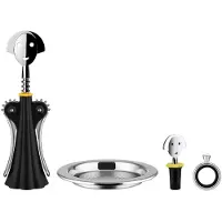 Alessi Set Corkscrew Anna G, The Stopper "Anna Stop 2", The Drip Ring "Noé" And The Bottle Coaster 5009 - Silver - ONE SIZE