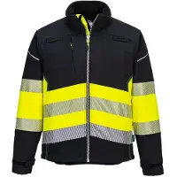 Portwest PW375 musta/keltainen Hi-Vis luokka 1 softshell takki