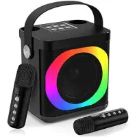 Mtp Products YS307 Home Karaoke Bluetooth-kaiutin RGB-valokaiutin, jossa on 2 mikrofonia - musta