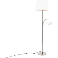 QAZQA Älykäs lattiavalaisin terästä valkoisella varjostimella sis. Wifi A60 ja E14 - Retro