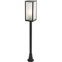 QAZQA Ulkokäyttöön tarkoitettu lattiavalaisin musta uurretulla lasilla 100 cm IP44 - Charlois Ribbed