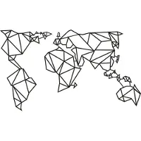 Hobby Hall Seinäkoriste World Map, metallinen, 120 x 60 cm, kulta