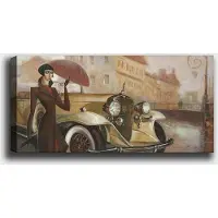 Hobby Hall Taulu Tyttö, sateenvarjo ja auto