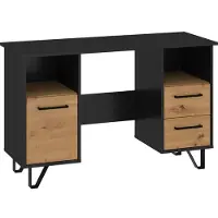 Hobby Hall Tietokonepöytä BOS-01, musta/käsitelty tammi