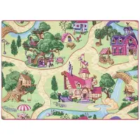 Rugsx ALFOMBRA REBEL ROADS Candy Town 27 antideslizante para niños - rosado / verde 140x200 cm