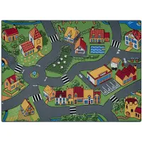 Rugsx ALFOMBRA REBEL ROADS Village life 90 Campo, antideslizante para niños - gris 95x133 cm