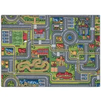 Rugsx ALFOMBRA REBEL ROADS City life 97 Ciudad, antideslizante para niños - gris 95x200 cm