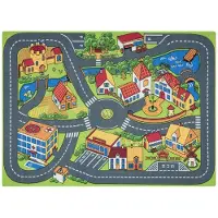 Rugsx ALFOMBRA REBEL ROADS Country life 90 Aldea, antideslizante para niños - gris 95x133 cm