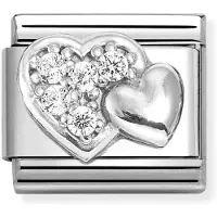 Nomination Composable Classic Silvershine symbols Raised hearts and WHITE cz 330304/47
