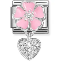 Nomination Classic 331814/01 pink flower/heart pala