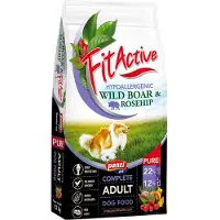 FitActive 12kg Pure Hypoallergenic villisika & ruusunmarja koiran kuivaruoka