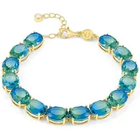 Nomination Symbiosi bicolor stones keltakullattu hopearannekoru light blue-green 240802/026