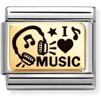 Nomination Composable Classic gold plates I love music 030166/46