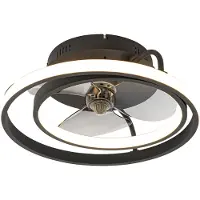 QAZQA Kattotuuletin musta 46,5 cm sis. LED-valon ja kaukosäätimen - Kees
