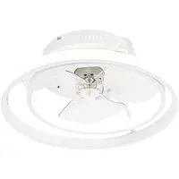 QAZQA Kattotuuletin valkoinen 46,5 cm sis. LED-valon ja kaukosäätimen - Kees