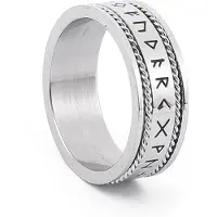 Lykken Viking hopeanvärinen Runes terässormus -200