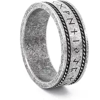 Lykken Viking mattapintainen hopeanvärinen Runes terässormus -200