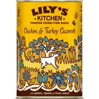Lily's Kitchen 6x400g Dinner kana ja kalkkuna, porkkanaa, kurpitsaa ja helmiäisjyvää märkäruoka koirille