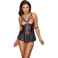 Cottelli collection Cottelli Bondage Half Cup Bondage-babydoll Kahleilla - Musta - XL