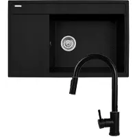 Pyramis - Sink PYRAMIS CAMEA (79x50) 1B 1D R + Faucet IDEA Black Edition - 070168502BE - Volcano