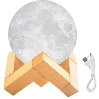 Hobby Hall Pöytävalaisin Led Moon, valkoinen, 120 mm