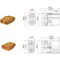 Hobby Hall paria XT90H korkealaatuisia uros- ja naarasjatkokaapelin liittimiä RC Lipo -akulle