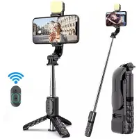 LIVMAN Selfie-tikku Selfie-tikku LED-valolla, jalustalla ja bluetooth-toiminnolla Q11s (selfie stick)