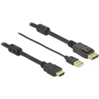 DeLOCK 85968, 10 m, HDMI-tyyppi A (vakio), DisplayPort + USB Type-A, Uros, Uros, Suora