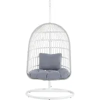 Beliani Riipputuoli valkoinen polyesteriä jalustalla 102 x 102 x 199 cm harmaa pehmuste bohotyylinen Beliani