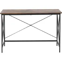 Beliani Työpöytä musta/tumma puu 115 x 60 cm MDF pöytälevy metallijalat industriaalinen tyyli Beliani
